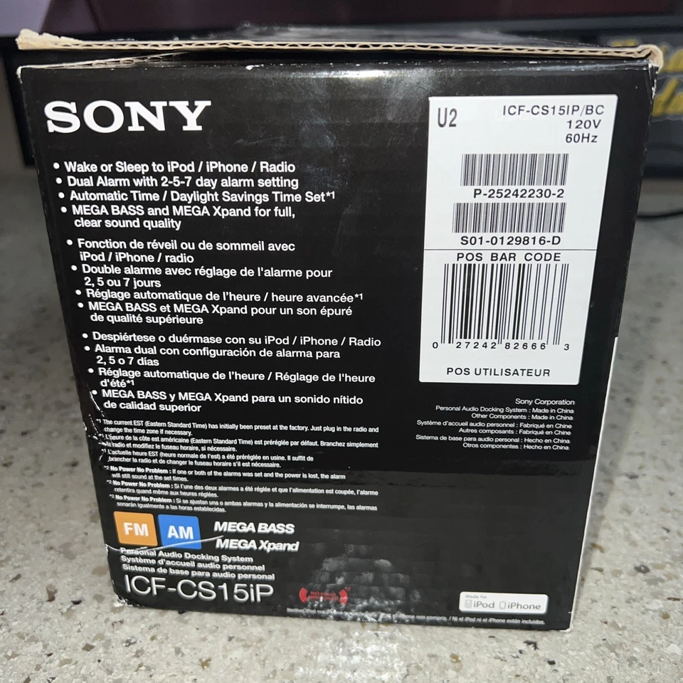 BRAND NEW! Sony Speaker Dock Station Clock Radio For iPhone ICF-CS15iP RARE - Image 4 of 4