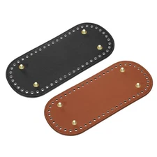 Oval Bag Bottom Shaper Pad, 2Pcs 22x10cm PU Leather Cushion Base (Black, Brown)