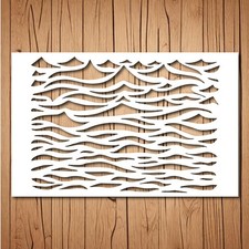 Wave Stencil  Reusable Ocean Waves Stencils for Painting 7"x 9", White