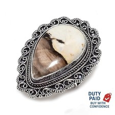 New Year Sale Genuine Peanut Wood Jasper 925 Silver Statement Wife Ring Size 8