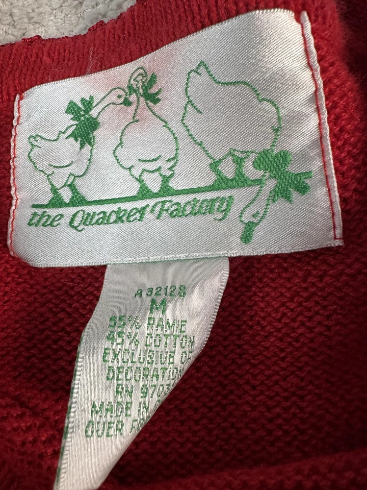 Quacker Factory Sweater Womens Medium Red Sequin Ugly Christmas Presents Top - Image 2 of 4