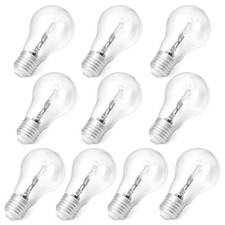 10Pcs A55 E27 Halogen Lamp Replacement for Incandescent Lamp(53W), 220V 28W