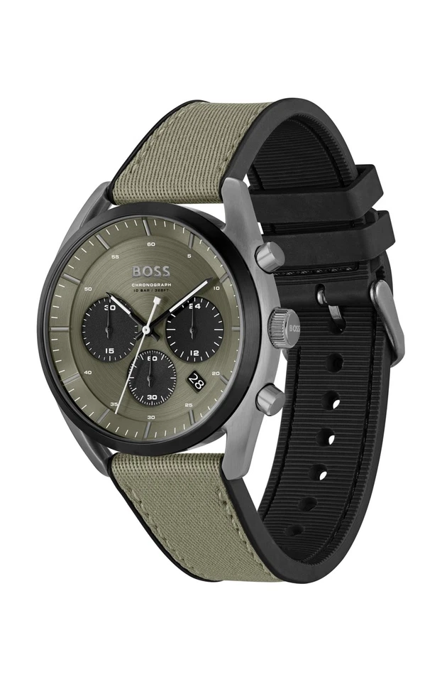 Reloj Pulsera Hombre HUGO BOSS TOP 1514092 Cronógrafo Silicona Negro Verde Foto 2 de 4