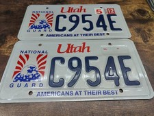 Utah UT License Plate Tag USA 🇺🇸 National Guard 🦅🪖2012 MILITARY 🎖️ Pair Set