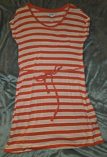 Dress XS Old Navy Striped T-Shirt Coral White | Cap Sleeve Belted Pocket