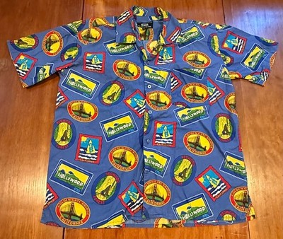 CTA Hawaiian Aloha Shirt CALIFORNIA TRANSIT AUTHORITY  Cotton Blue Multi SZ L