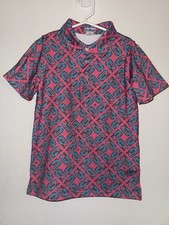 Blue Quail - Boys Size 6 - Pink & Blue Crocodile Print UPF 50+ Vented Polo Shirt