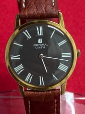 Universal Genève Vintage Manual Watch Roman Dial Gold Case Used