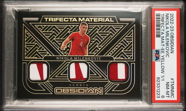 2022-23 Nikola Milenkovic Panini Obsidian Trifecta Yellow Serbia Patch 1/1 PSA 8