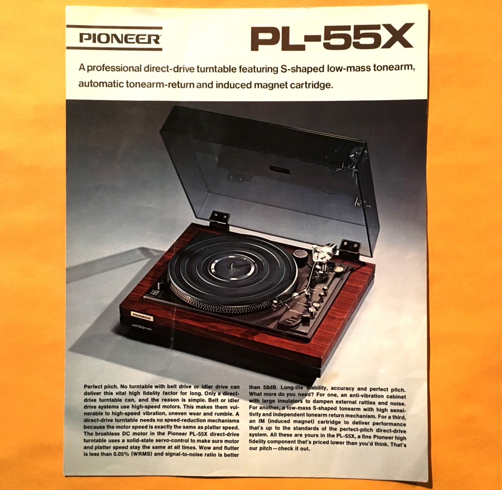 Original Pioneer PL-55X Turntable Brochure - Genuine Pioneer