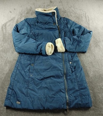 Regatta Jacket Womens UK 12 Blue Rain Coat Outdoor Fleece Collar Winter Coat