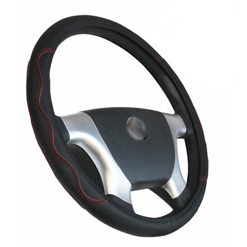 Car Truck Trailer Leather Steering Wheel Cover 14" 15" 15.7" 16" 17" 18" 19.5" - Foto 9 di 11