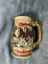 Vintage Holiday Budweiser Clydesdale Beer Stein Mug Anheuser Busch