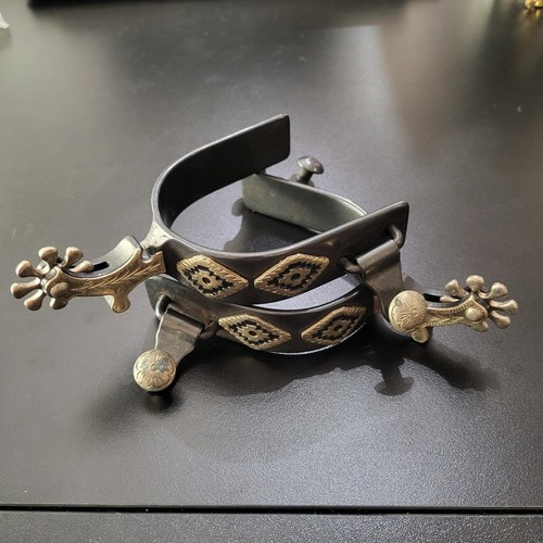 Sillín vintage Western Cowboy Spurs Colorado patrón de diamantes