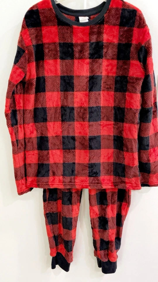 Acogedor conjunto de pijama de 2 piezas a cuadros de invierno Cat & Jack de terciopelo para niños/niñas Foto 2 de 4