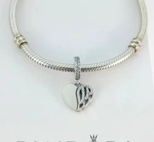 Authentic PANDORA Heart And Angel Dangle 792646C01 Charm w/Box