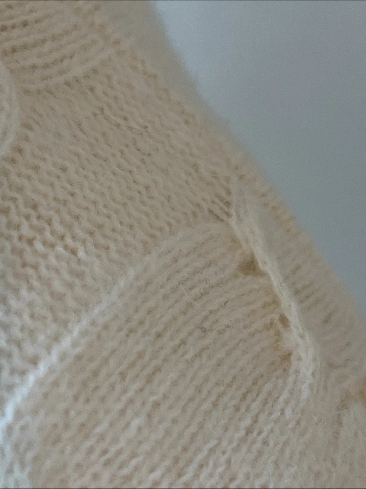 Adele Joyce 80s Cardigan Sweater Wool Angora Textured Size S Cream Deadstock - Image 4 of 4