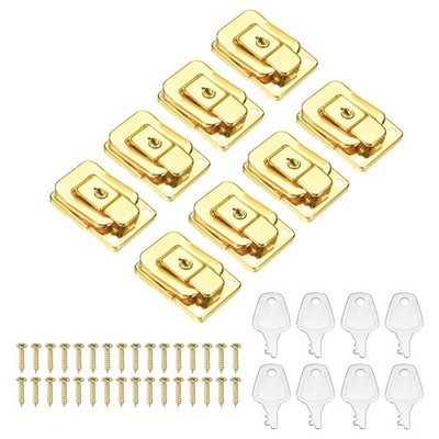 8Pcs Suitcase Lock Hasp with Screw and Key Metal Toggle Catch Latch, Gold