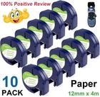 10PK DYMO LetraTag Refills 91330 White Paper Label Tape 12mm LT-100H 100T 200B