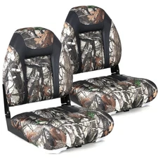 NORTHCAPTAIN High Back Folding Fishing Boat Seat,Camo/Black,2 Seats