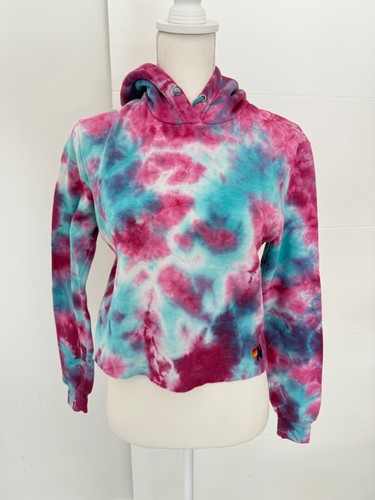 Aviator Nation Tie Dye Pink Blue Hoodie Pullover Sweatshirt Casual Activewear - Picture 8 of 8