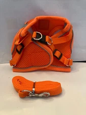 pet harness orange and matching leash extra small up to 5 pounds girth  7in -11