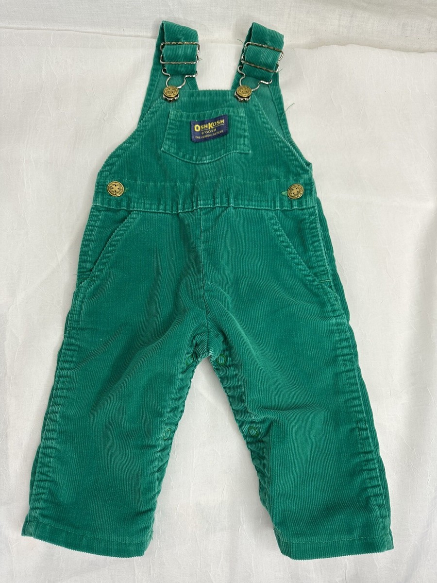 Vtg Osh Kosh B'Gosh Kids Toddler Green Overalls 3-6 mos Made in