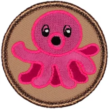 Pink Octopus Emoji Patrol Patch - 2" Round Embroidered Patch