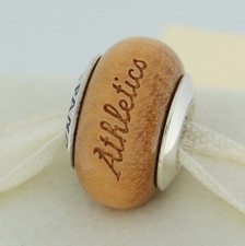 Authentic Pandora USB790705-G020 Oakland Athletics Baseball Wood Bead Charm