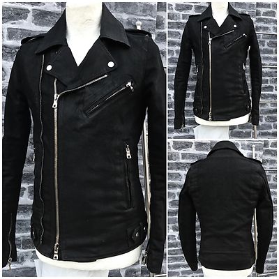 Rare & Great Balmain SS15 Black Waxed Denim Cotton Biker Jacket
