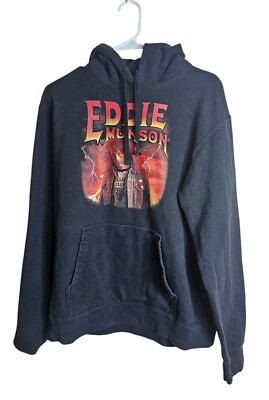 Netflix Stranger Things Eddie Munson Metalhead Pull Over Hoodie Black Size S