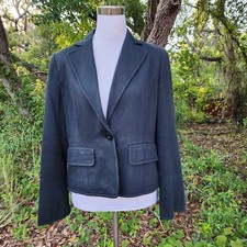 Valentino Roma Jacket Blazer Fitted Single Breasted Cotton Forest Green US 10