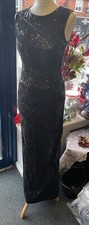 Phase Eight Dres Collection Black/Burgundy Sequin & Beaded Maxi Evening  Size 10