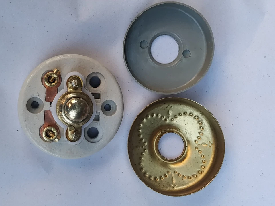 Vintage Brass & Ceramic Electric Swith Button Door Bell Rose Flower Design Decor - Image 3 of 4