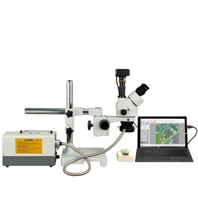 OMAX 3.5X-90X 18MP USB3.0 Digital Zoom Boom Stereo Microscope+150W Fiber Light