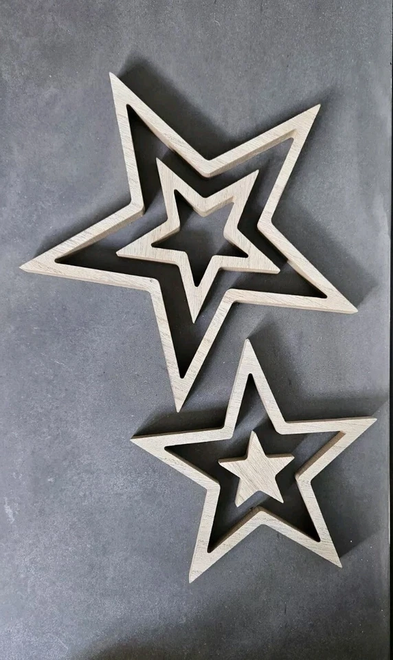 Adorno de madera rústico ESTRELLAS nórdico escandinavo país hygge decoración del hogar Foto 3 de 4