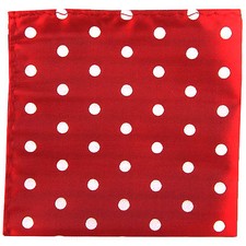 New men's polyester red white polka dot hankie pocket square formal wedding prom