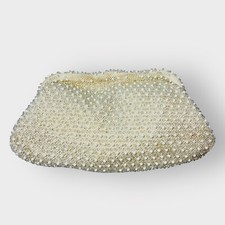 Vintage CORDE-BEAD by LUMURED Cream Beaded Clutch Evening Bag