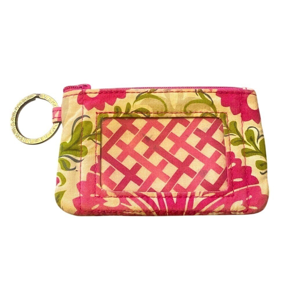 Vera Bradley Floral Pink Keychain Wallet Card Holder  
