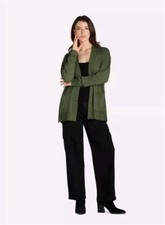 Time And Tru Sea Turtle Green Open Front Cardigan Size L 12-14 -