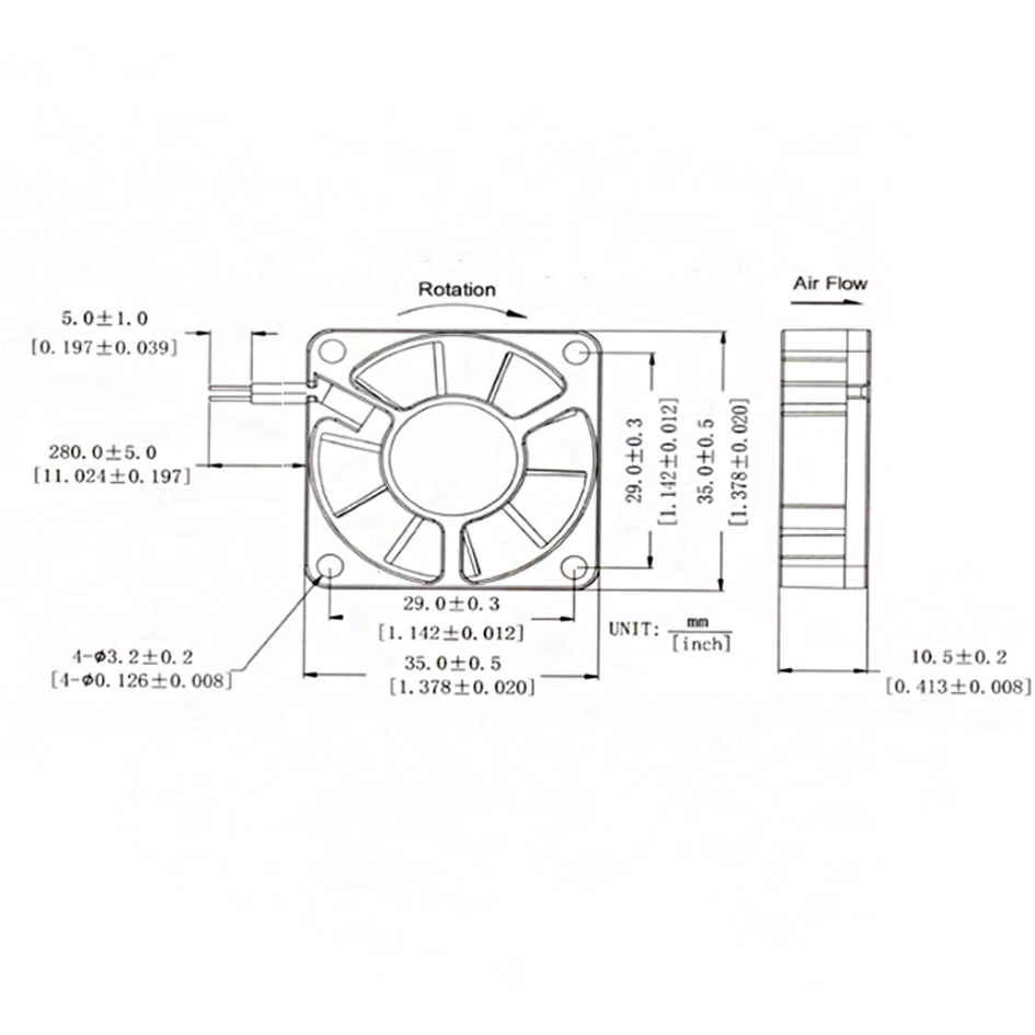 Lüfter DC Brushless 35x35x10mm 5V 12V 24V 2Pin Dupont für Computer,3D Drucker - Bild 4 von 4