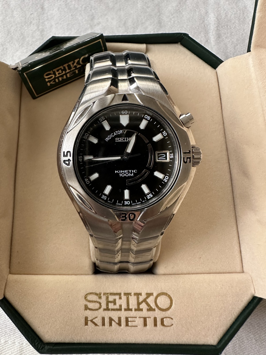 Men's Seiko Indicator Kinetic 100M Watch 5M62-0030 (New) | eBay