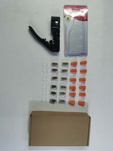 Cat7 Netzwerkstecker 12x Stecker RJ45 Netzwerk Werkzeug Set Crimpzange Montage - Afbeelding 14 van 18