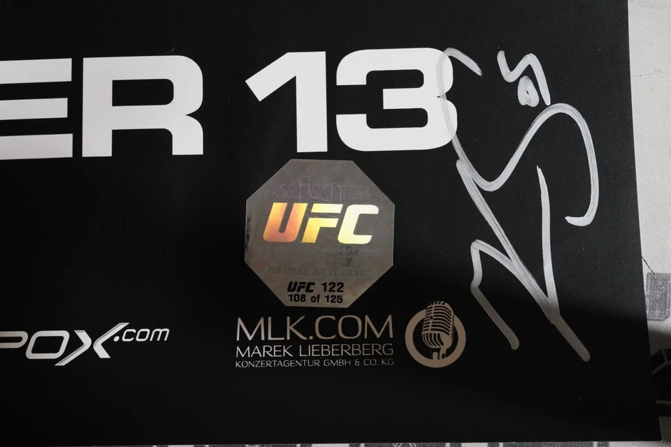 Póster firmado por tarjeta UFC 122 SBC Nate Marquardt Yushin Okami Amir Sadollah +17 SBC Foto 3 de 4