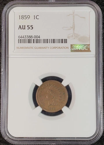 1859 Indian Head Cent NGC AU55 6443388-004 Exquisite Coin Rare