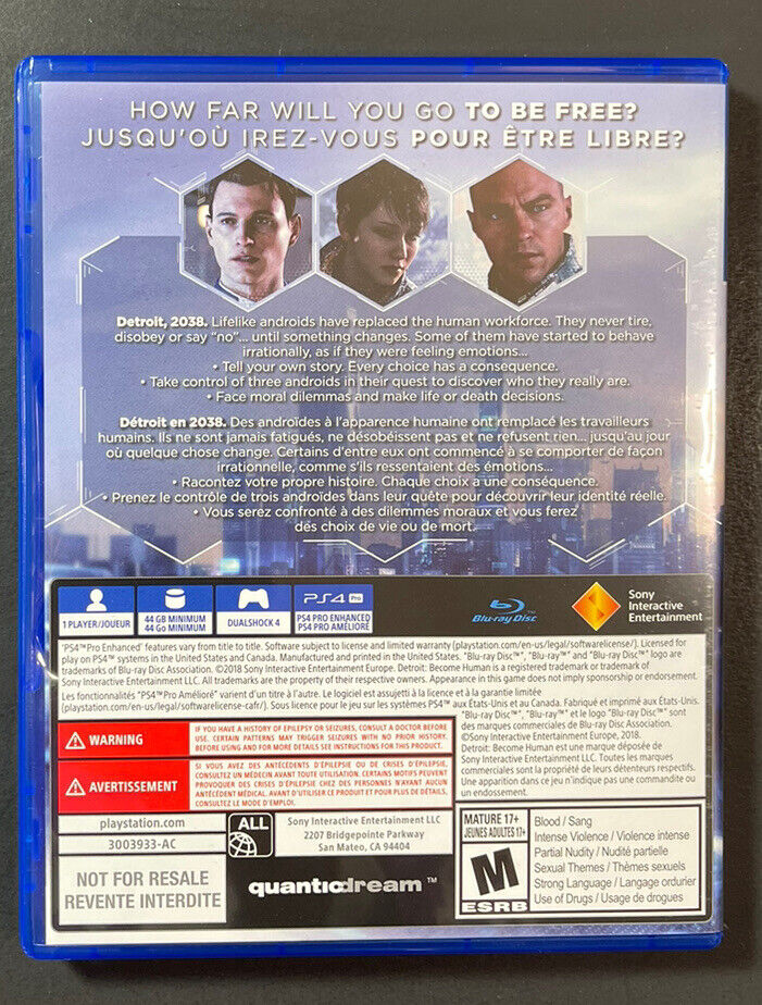 Detroit Become Human - PS4 - Brand New, Factory Sealed 711719506140