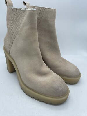 DOLCE VITA Celia Caster Block Heel Booties Women's Size Sandstone Round  Toe