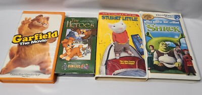 Tiny Heroes, Garfield, Shrek and Stuart Little VHS lot