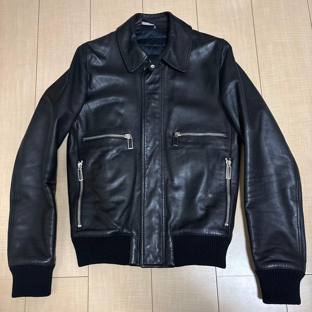 Dior Homme 2009AW Leather Jacket Lambskin Italy Size 44 Vintage