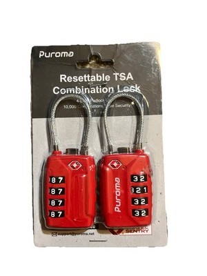 TSA Approved Luggage Travel Lock - Black, Pack of 2